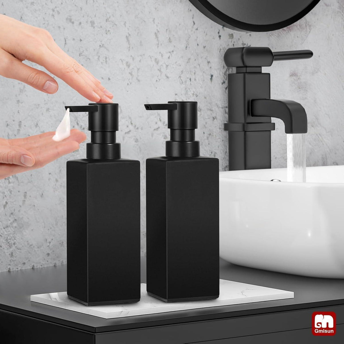 Schwarzer Seifenspender 2er-Set – Modernes Glas für Küche & Bad