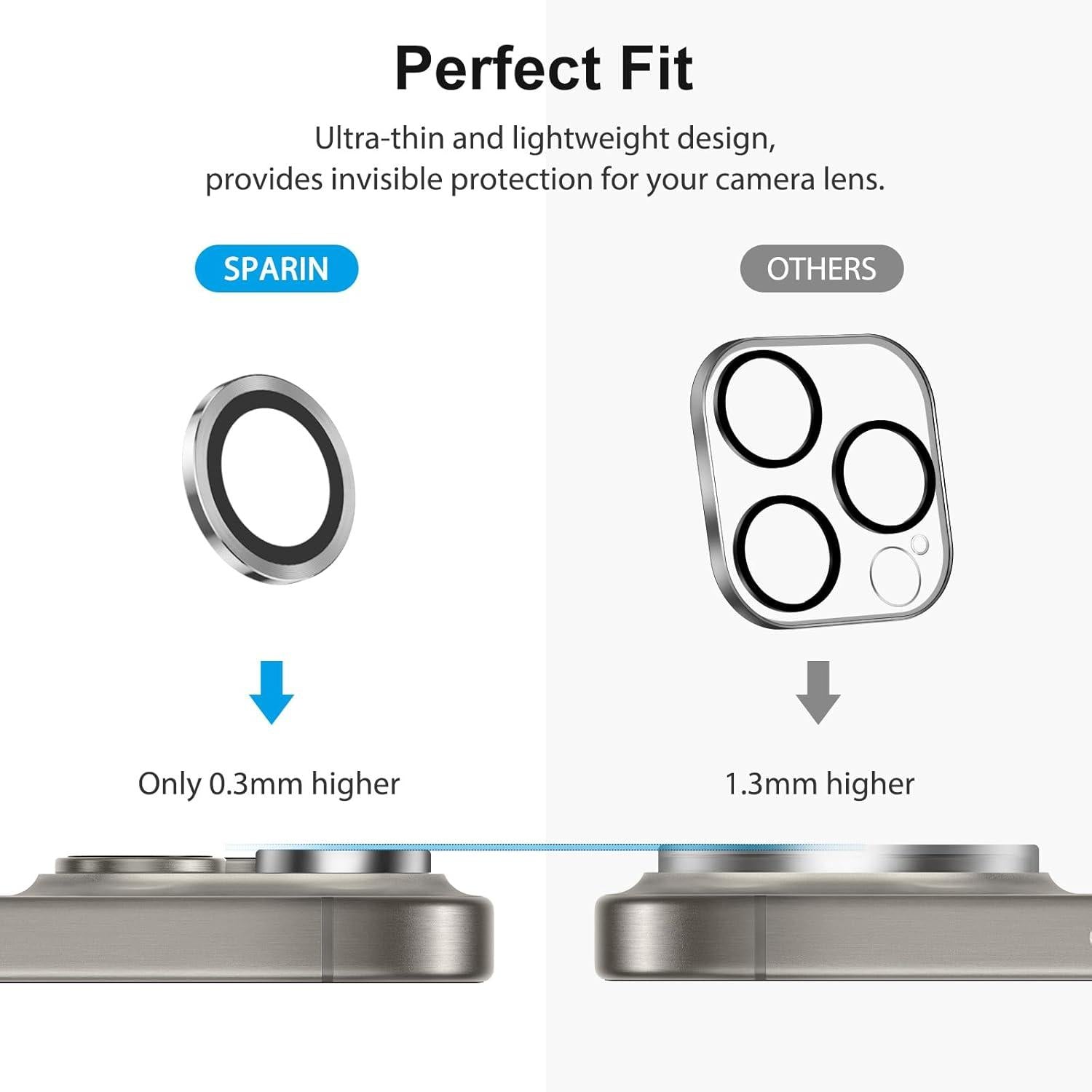 SPARIN 4 Stück iPhone 16 Pro Max Kameraschutz 9H Härte Anti-Kratzer Ultradünn HD-Klar