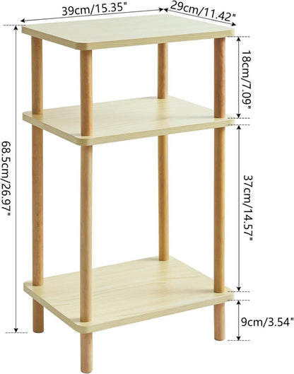 Beistelltisch mit 3 Ebenen 39x29x68.5cm Natürliches Holz Design