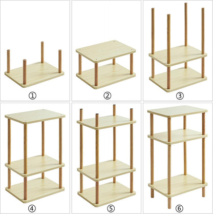 Beistelltisch Holz Nachttische 3 Ebenen 39x29x68.5cm Modernes Design Natürliche Optik