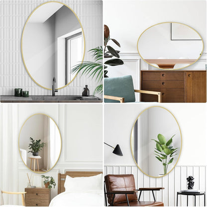 Oval Wandspiegel Gold 51x71 cm - Moderner Badspiegel für Wohnraum