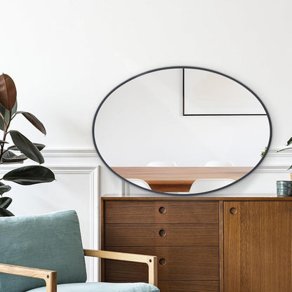 Oval Wandspiegel 61x91 cm – Moderner Badspiegel mit Aluminiumrahmen