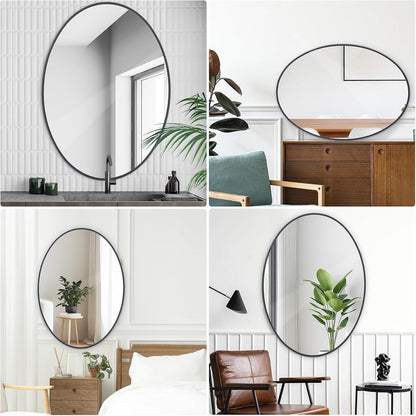 Oval Wandspiegel 61x91 cm – Moderner Badspiegel mit Aluminiumrahmen