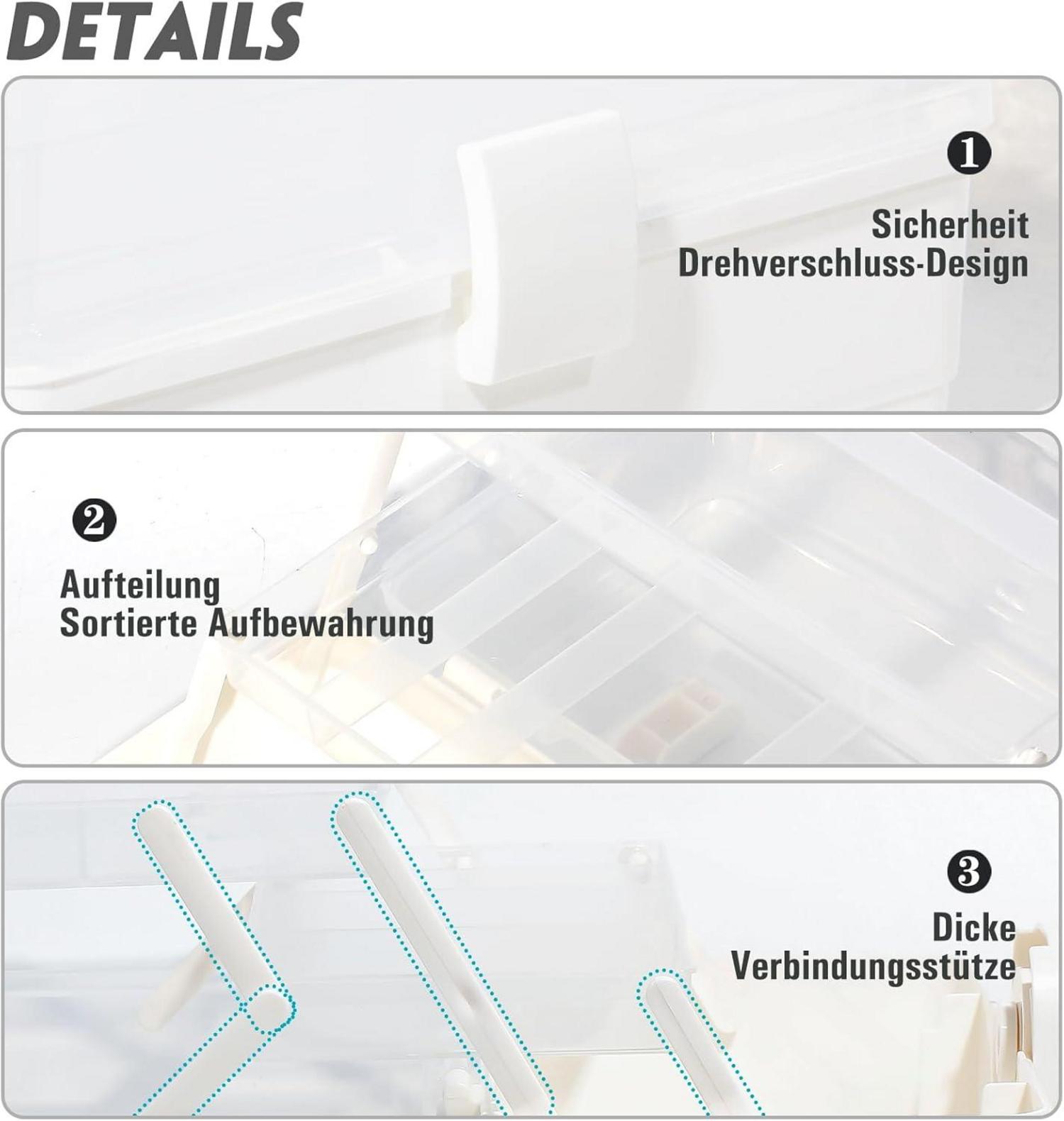 SYLANDO Aufbewahrungsbox 31,5cm fächern Sortierboxen Nähkasten Organizer Box