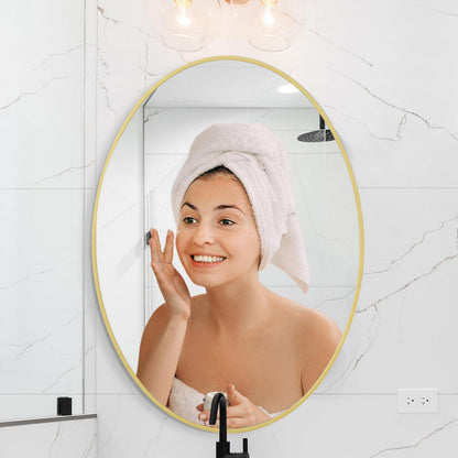 Oval Wandspiegel 61x91 cm Gold – Moderner Badezimmer Spiegel