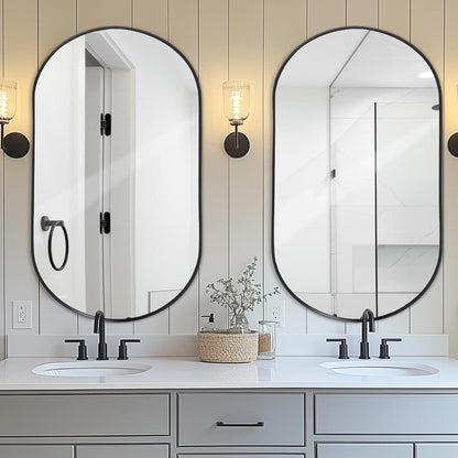 Ovaler Wandspiegel 60x90 cm – Moderner Badezimmer Spiegel mit Metallrahmen