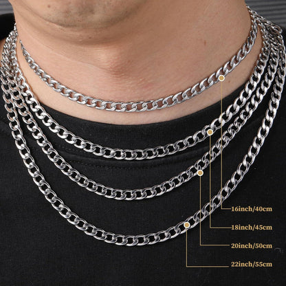 2-teiliges Herren Halsketten Set mit Kreuzanhänger Silber Gold Schwarz