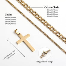 Herren Halskette Kreuz Anhänger Edelstahl Silber/Gold