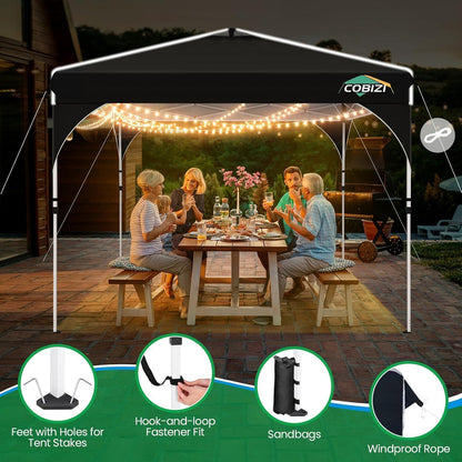 Faltpavillon 3x3m Wasserdicht Stabil UV Schutz 50+ mit Seitenwänden Schwarz