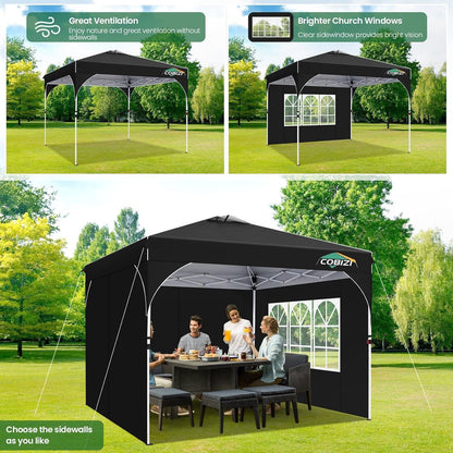 Faltpavillon 3x3m Wasserdicht Stabil UV Schutz 50+ mit Seitenwänden Schwarz