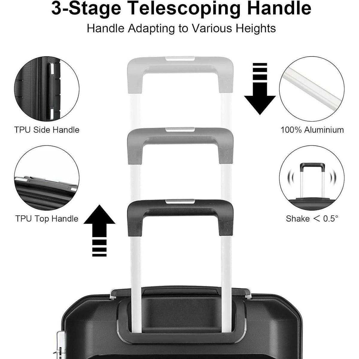 Erweiterbarer Hartschalenkoffer Handgepäck 55cm mit TSA Schloss