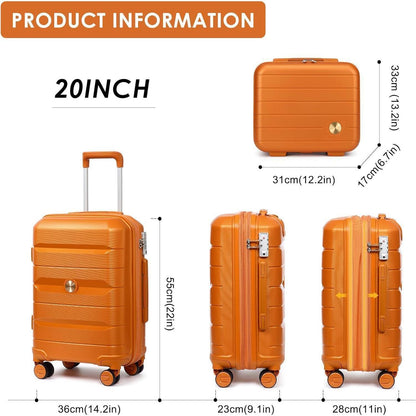 Hartschalen Koffer Trolley 55cm Erweiterbar Orange | TSA Schloss