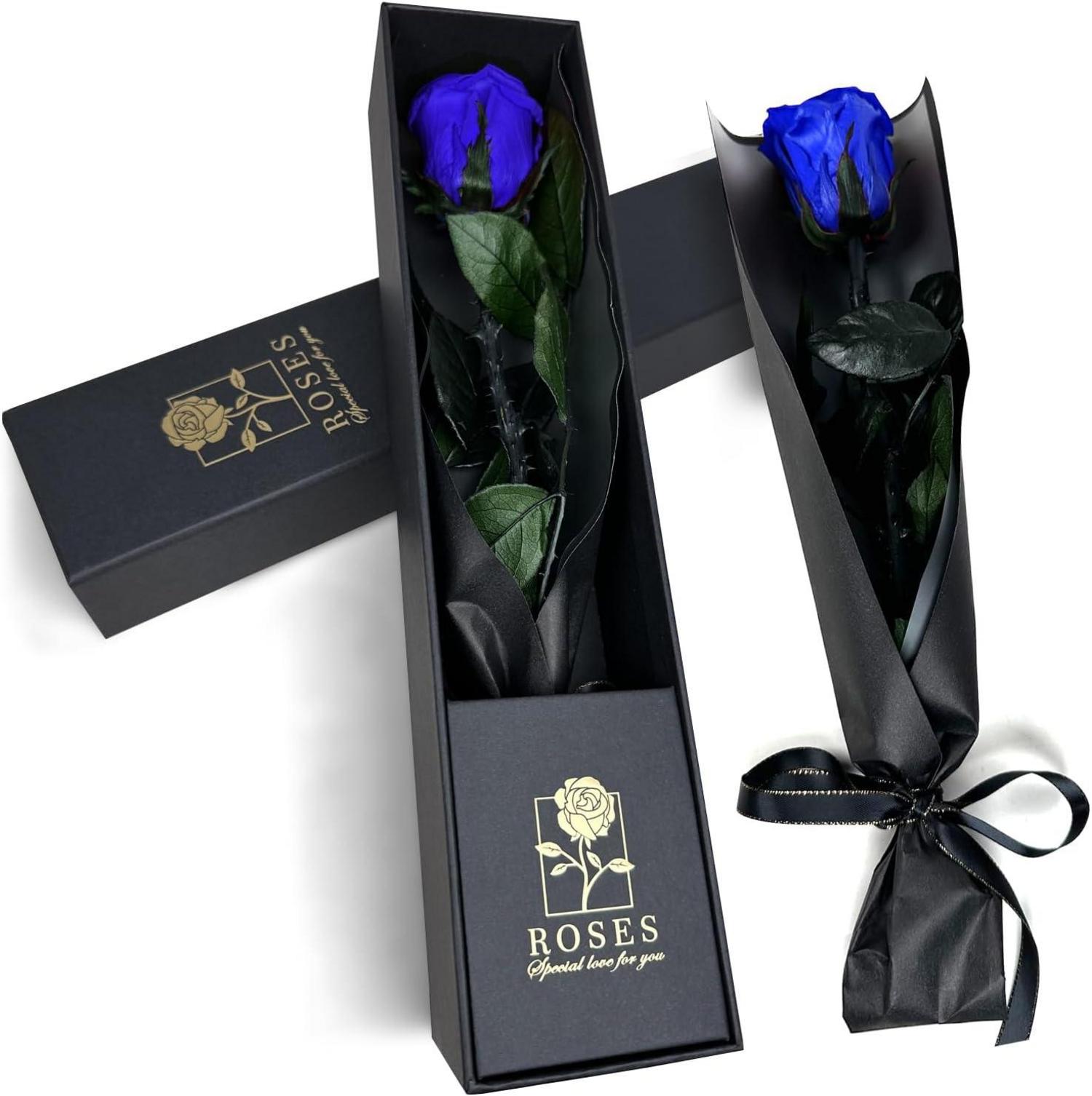 Ewige Rose Geschenkbox Ewige Blüte für Frauen Dekoration Blau
