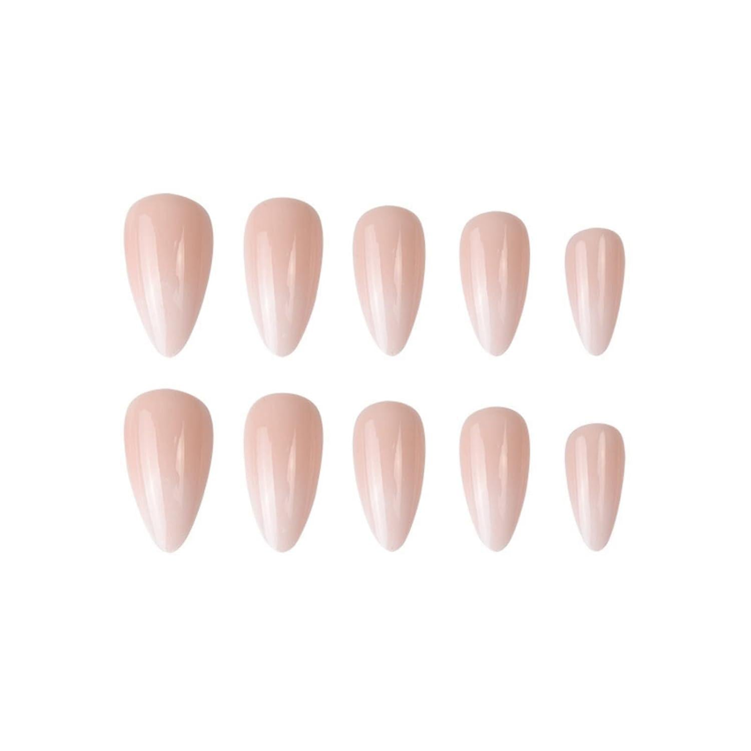24 Stück Nude Nägel Kurz Gradient Oval Kunstnägel Mittel