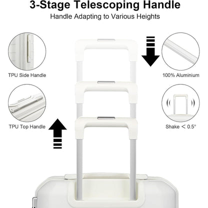 Kabinenkoffer Trolley 55cm Erweiterbar mit TSA-Schloss Weiß