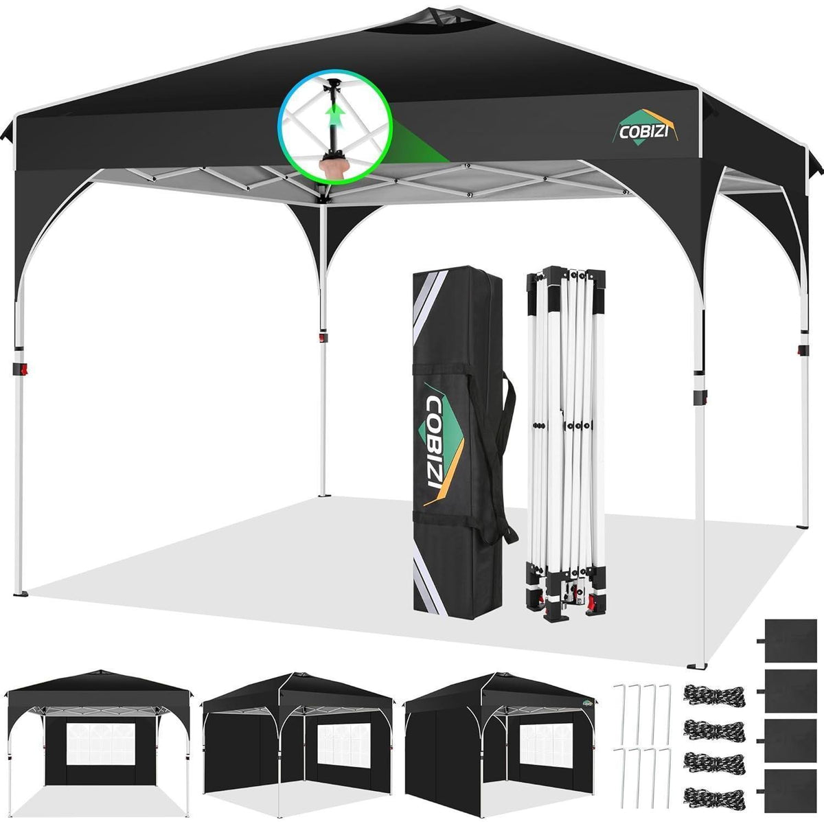 3x3m Faltpavillon wasserdicht mit 3 Seitenteilen & Zubehör