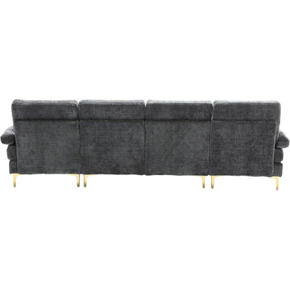 Modernes U-förmiges Chenille Sofa mit Liegefunktion (Grau)