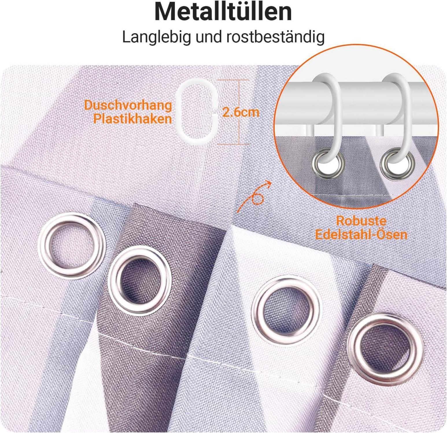 Duschvorhang Water Droplets 100x200cm Waterabweisend Polyester Stoff Badezimmer