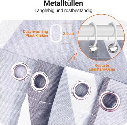 Duschvorhang 180x180cm Water Droplets, Antischimmel, Wasserabweisend, Waschbar, Polyester Stoff, Badezimmer, Badewanne
