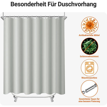 Duschvorhang 200x240cm Grau Antischimmel Textil