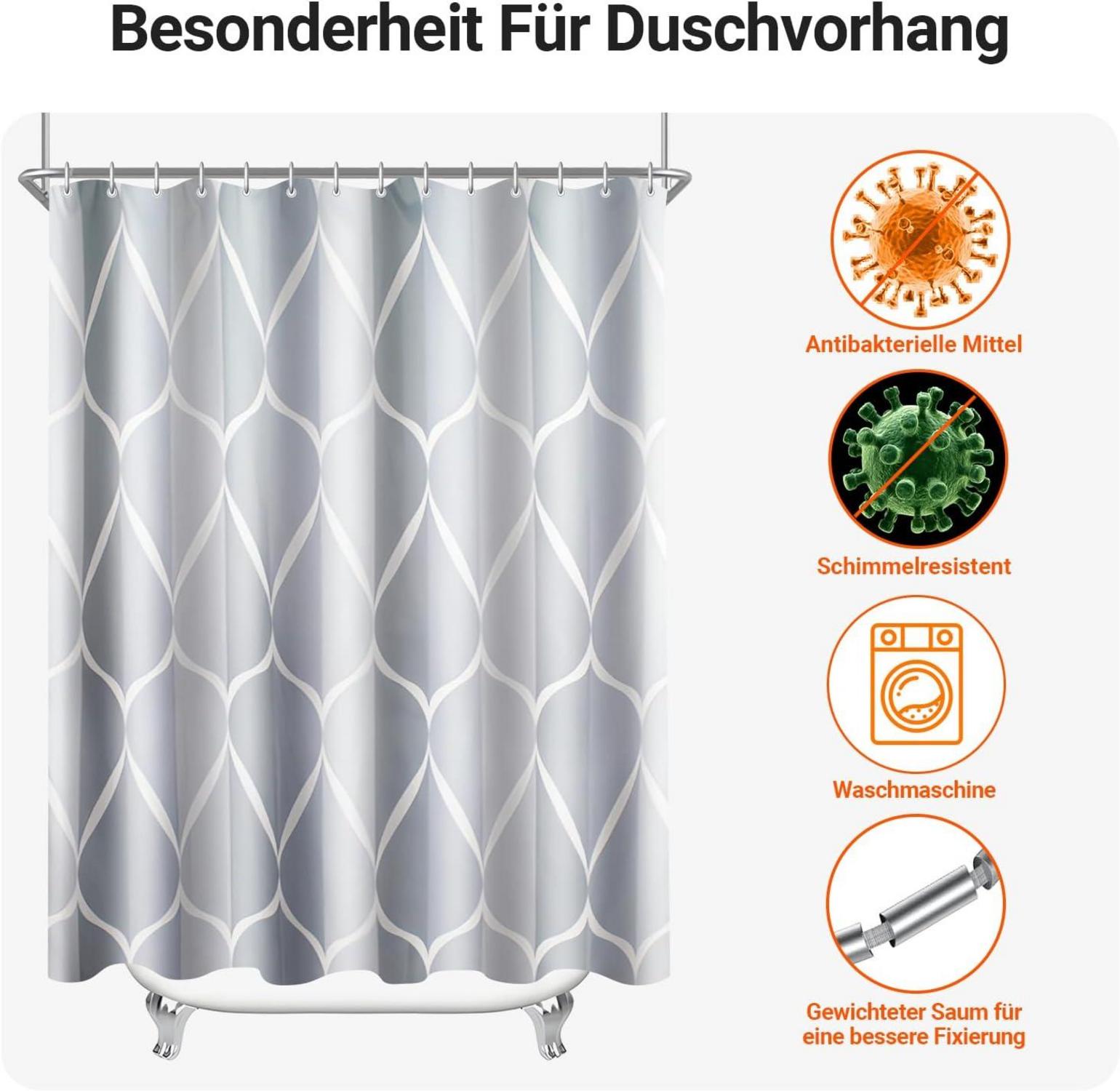 Duschvorhang Water Droplets 300x200cm Antischimmel Polyester Stoff Badezimmer