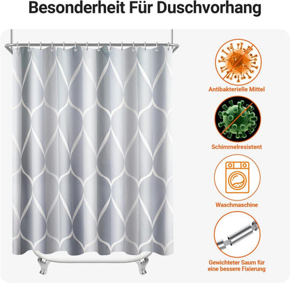 Duschvorhang Water Droplets 300x200cm Antischimmel Polyester Stoff Badezimmer