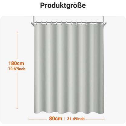 Wasserabweisender Duschvorhang Grau 260x200cm mit