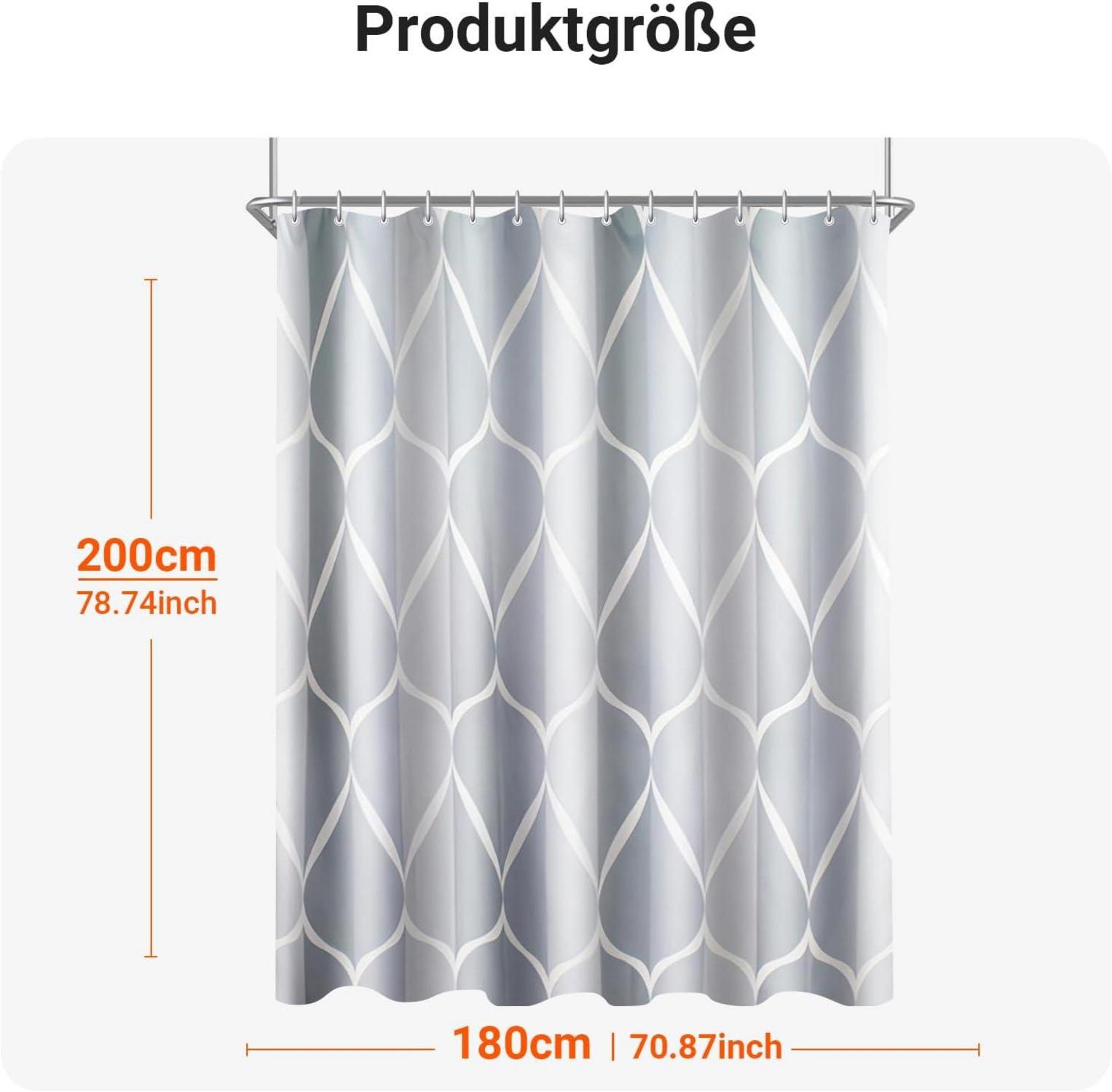 Duschvorhang Water Droplets 180x200cm antischimmel beschwert Textil