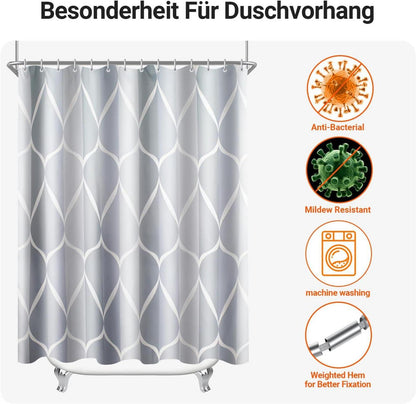 Duschvorhang Water Droplets 180x200cm Antischimmel Textil, 1er Pack