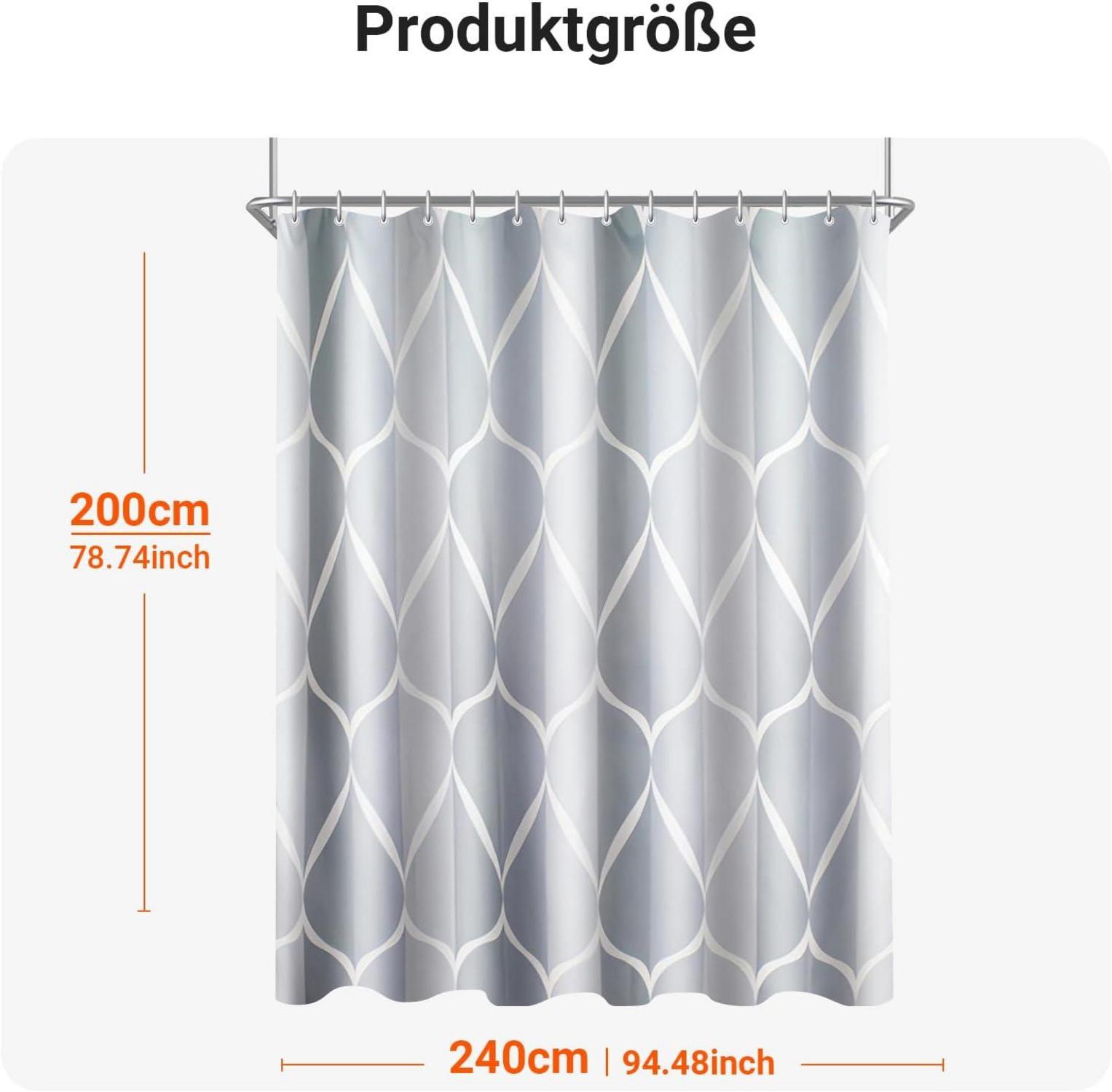 Duschvorhang Water Droplets Antischimmel 240x200cm Polyester