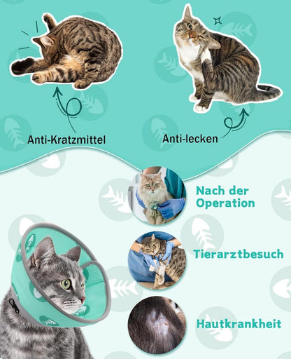 Supet Halskrause für Katze Halsband Kegel Wiederverstellbar Weich Grün M