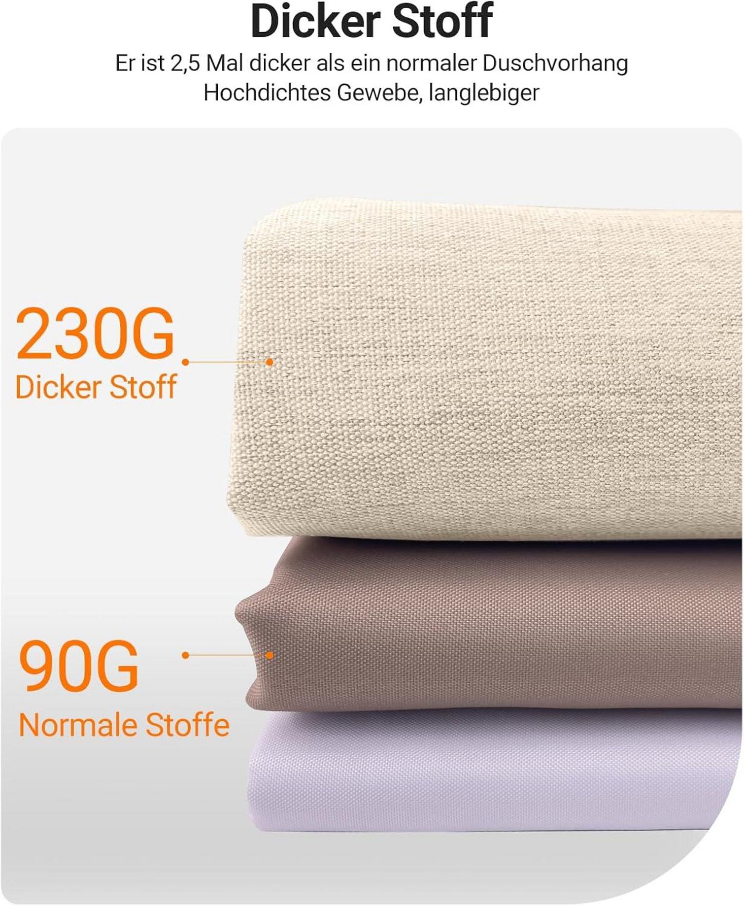 Duschvorhang 180x180cm Beige Polyester Antischimmel Wasserabweisend