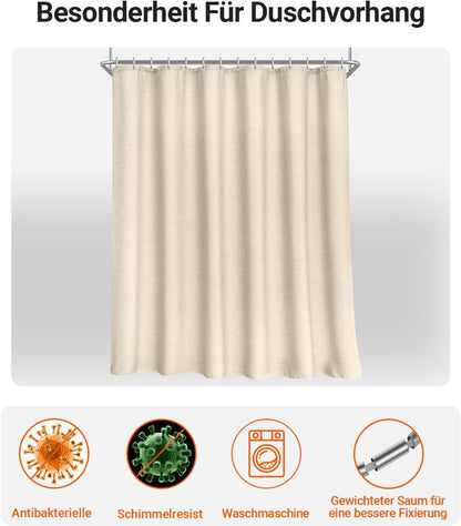 Duschvorhang Textil Beige 180x180cm Polyester