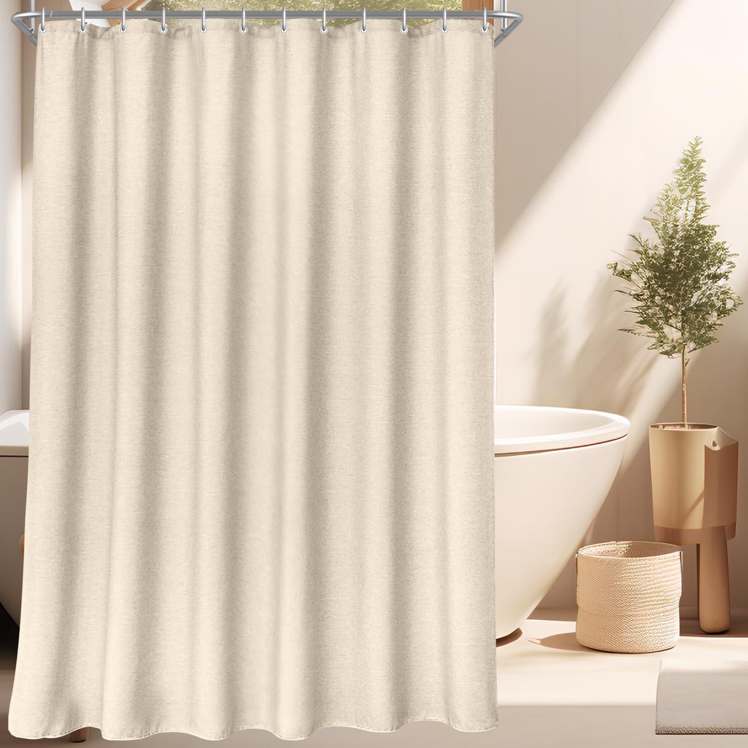 Duschvorhang 180x180cm Beige Polyester Wasserdicht Anti-Schimmel 12