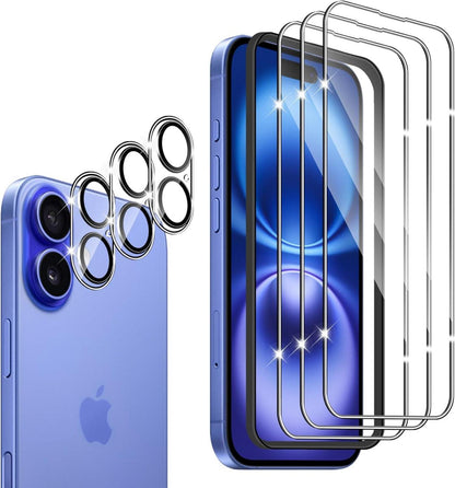 Schutzfolie für iPhone 16 Plus Panzerglas 3er Set Kameraschutz 9H HD