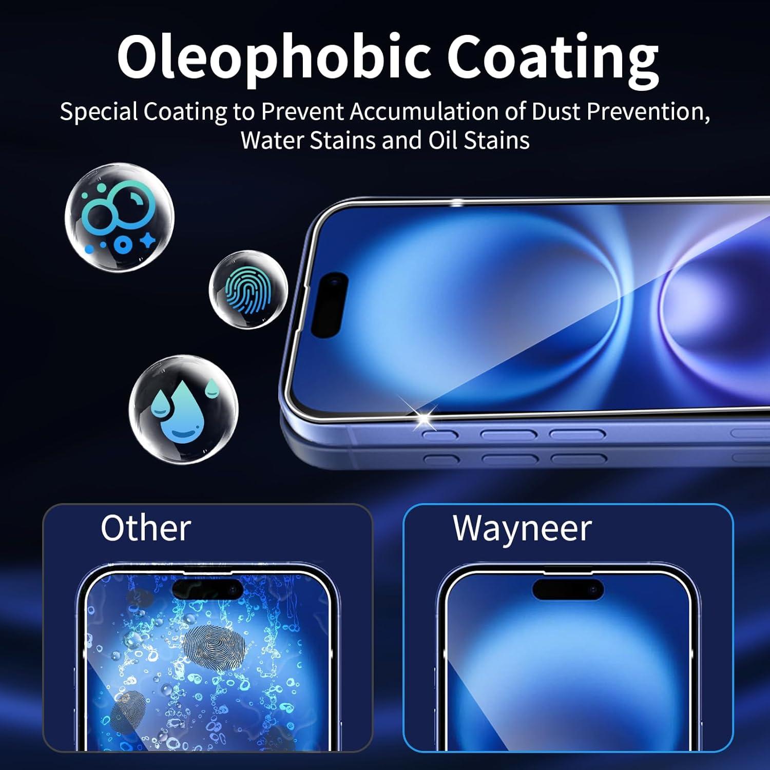 Schutzfolie für iPhone 16 Plus Panzerglas Rahmen Positionierhilfe 9H Härte Anti-Kratzen HD FolieAMSCHUTZSATFORMiPhone16Plus