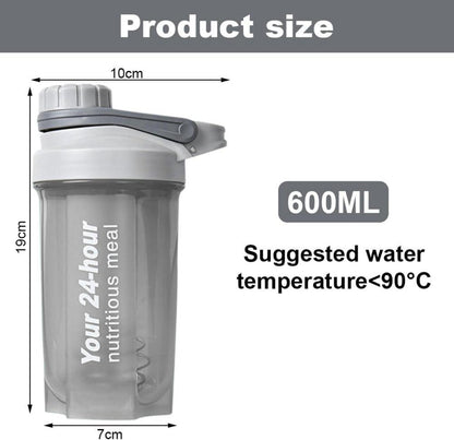 Protein Shaker 600ml Eiweiß Shaker mit Sieb Mess-Skala