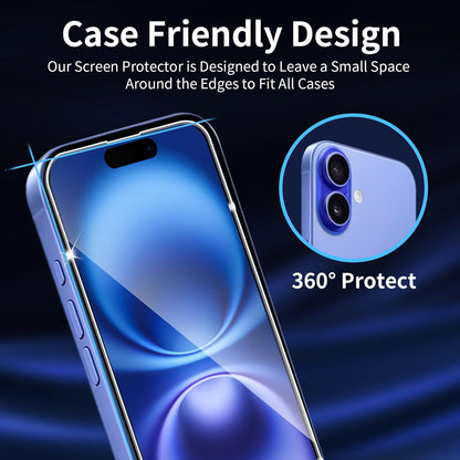 Schutzfolie iPhone 16 Panzerglas 3 Stück Schutz Glas Kameraschutz 9H
