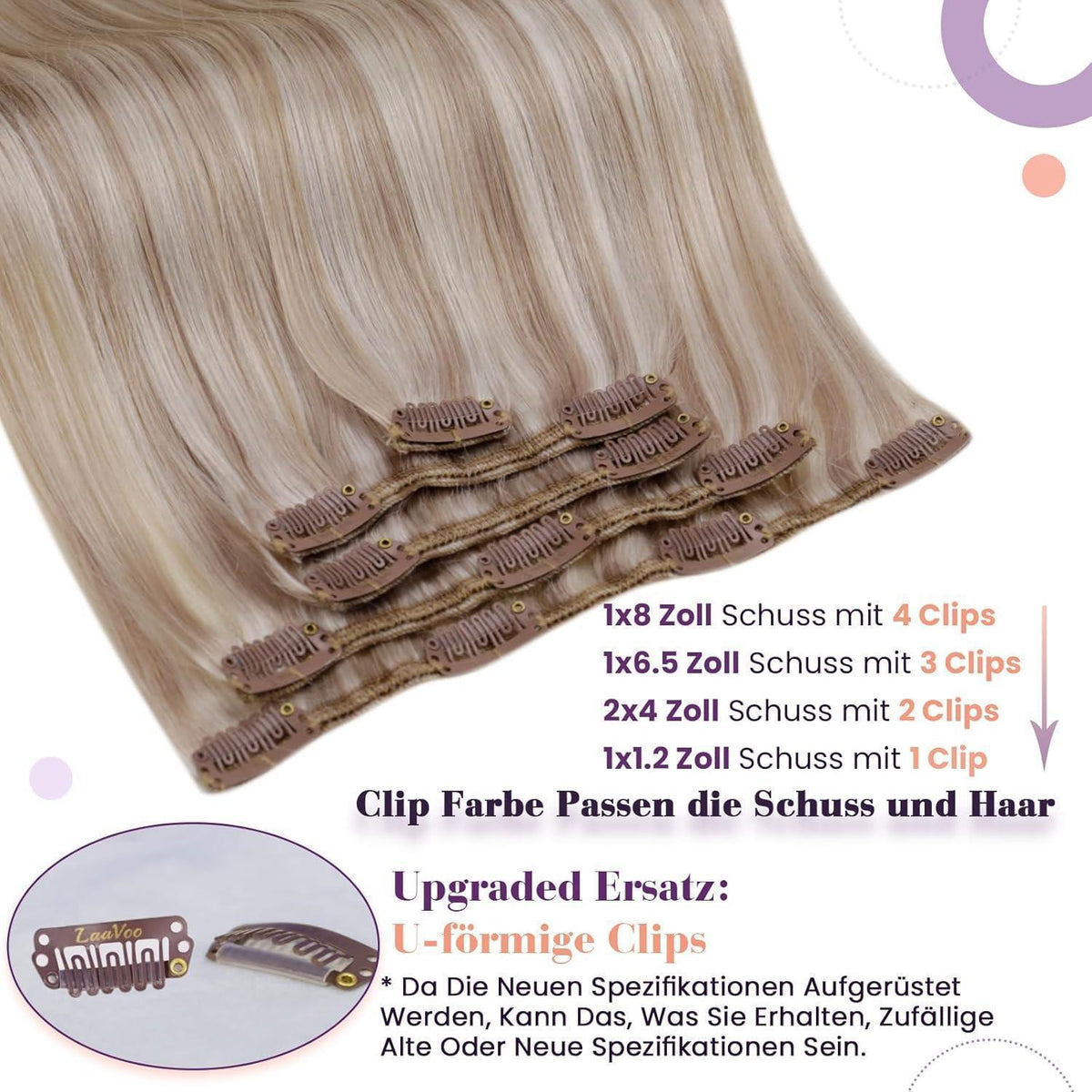 Echthaar Clip-in Extensions Blond Aschblond 55cm