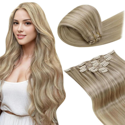 Echthaar Clip-Ins Blond 60cm - Remy Haarverlängerung