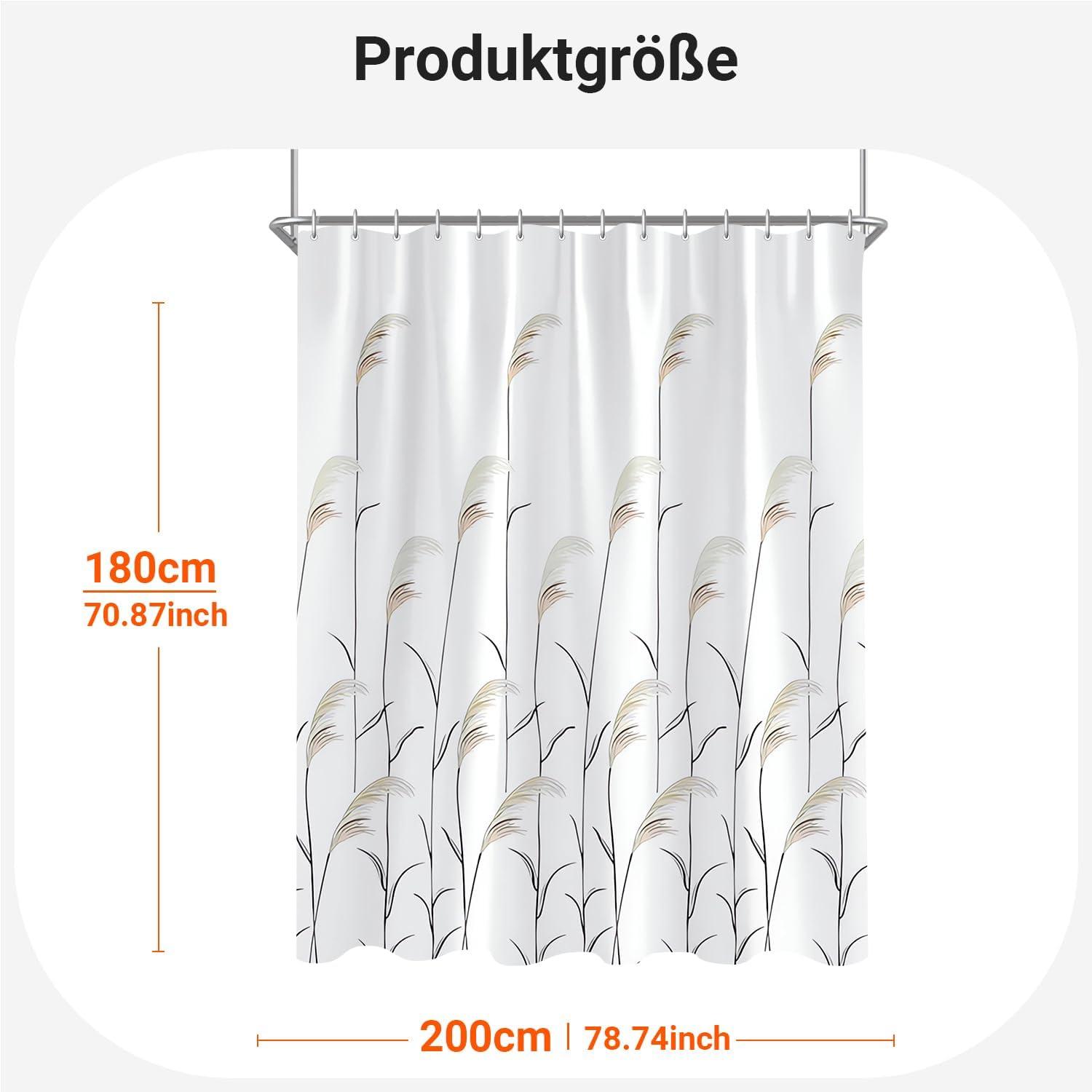 Duschvorhang 200x180cm Weizenohr Polyester Antischimmel