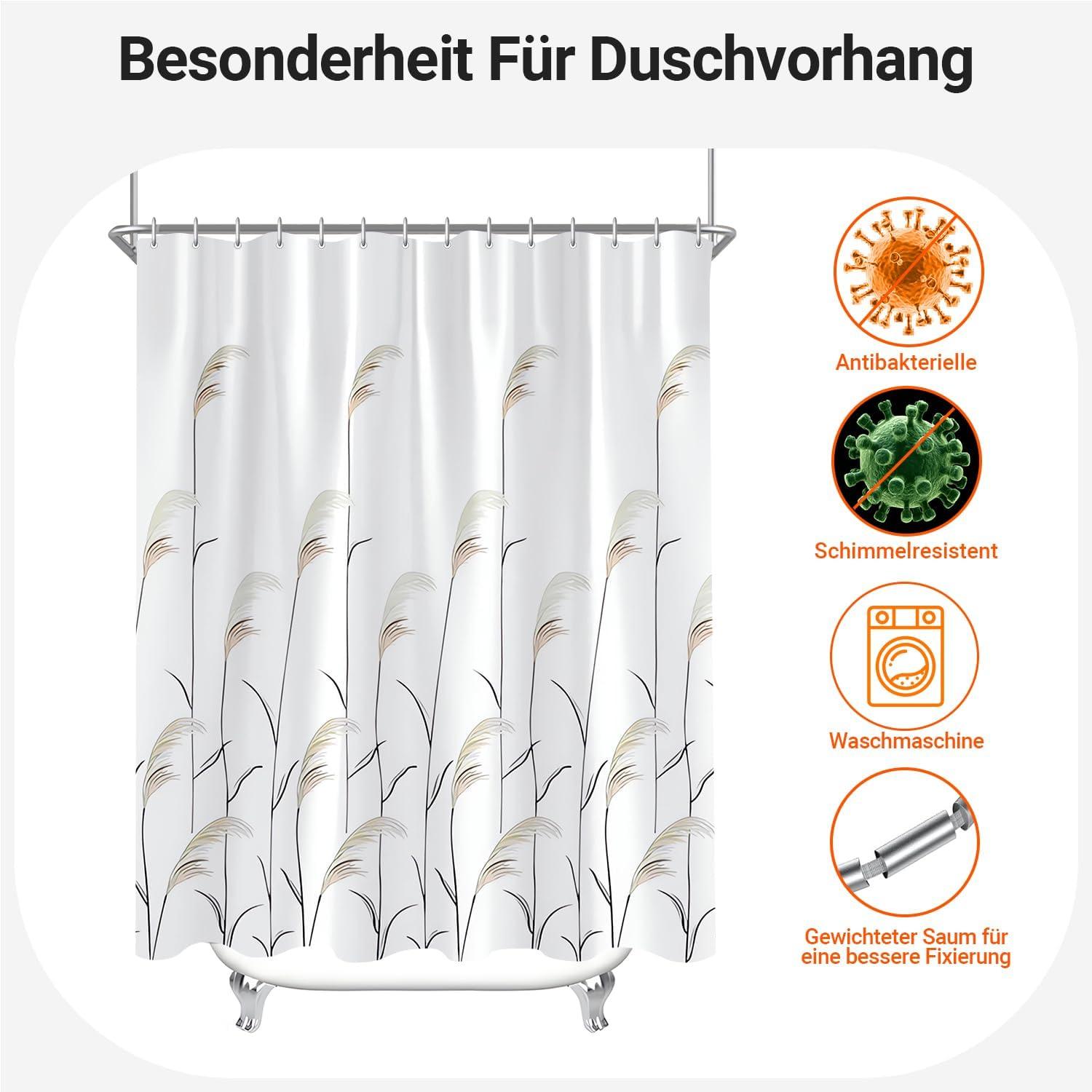 Duschvorhang Weizenohr 200x180cm Wasserabweisend Antischimmel H180xB200 cm