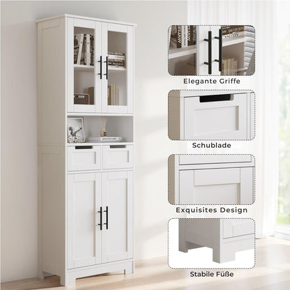 Hochschrank mit 4 Türen – Vitrine & Küchenschrank für Küche & Wohnen