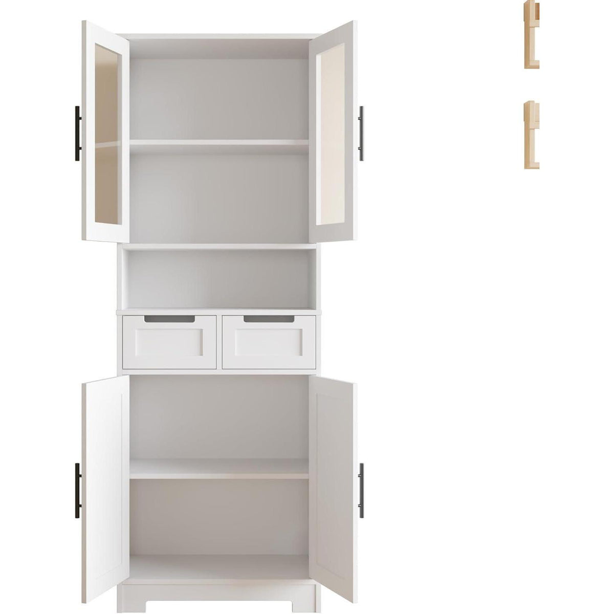 Hochschrank mit 4 Türen – Vitrine & Küchenschrank für Küche & Wohnen