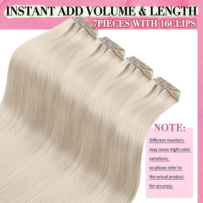 Echthaar Clip-in Extensions Platinblond 45cm