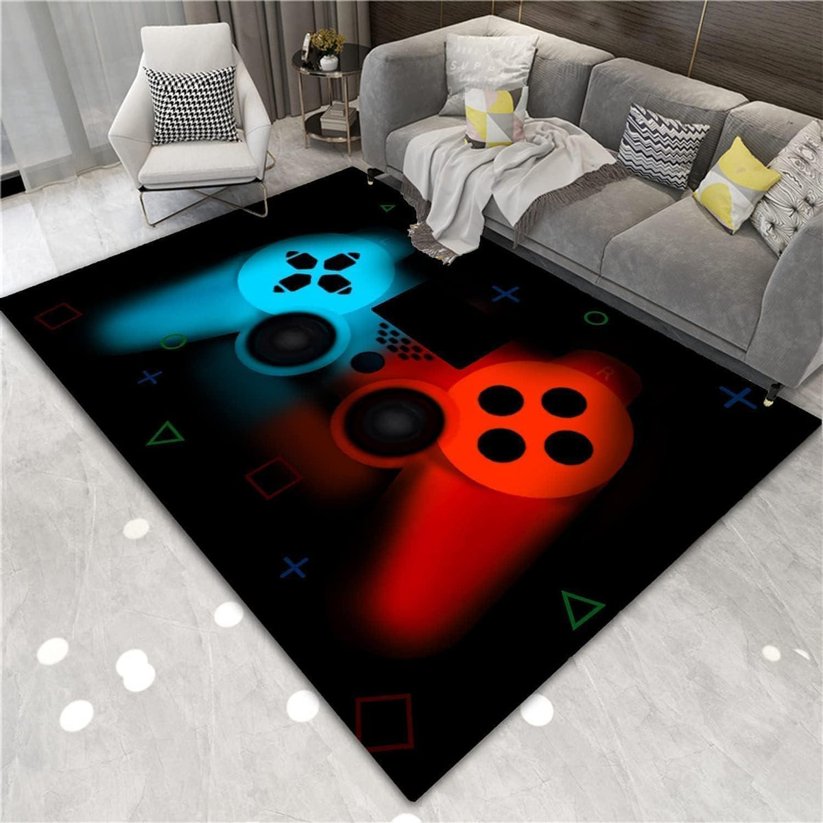 Gamer Teppich 120x160 cm - Rutschfest & Waschbar für Gaming Bereich