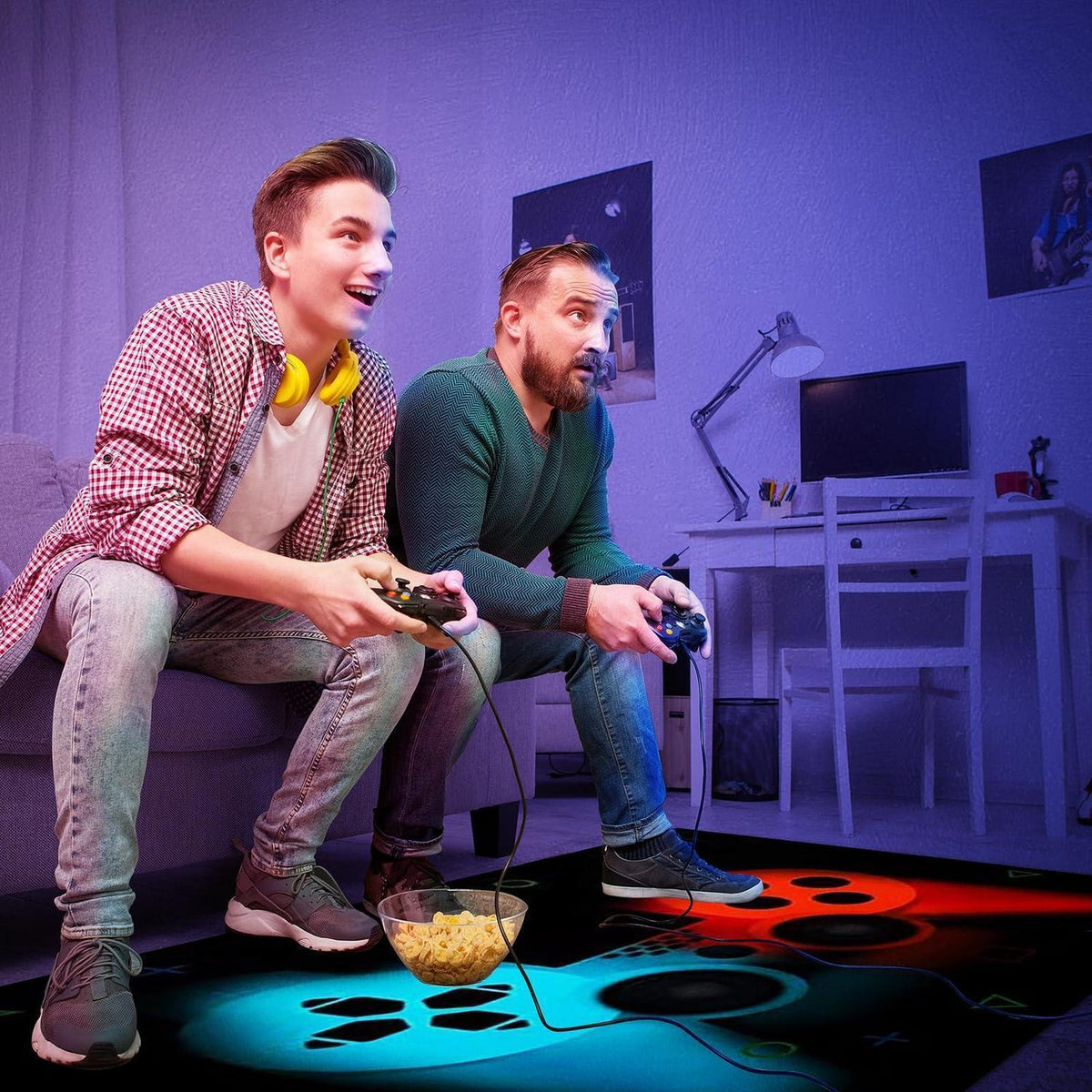 Gamer Teppich rutschfest 140x180 cm – Gaming Dekor Schlafzimmer