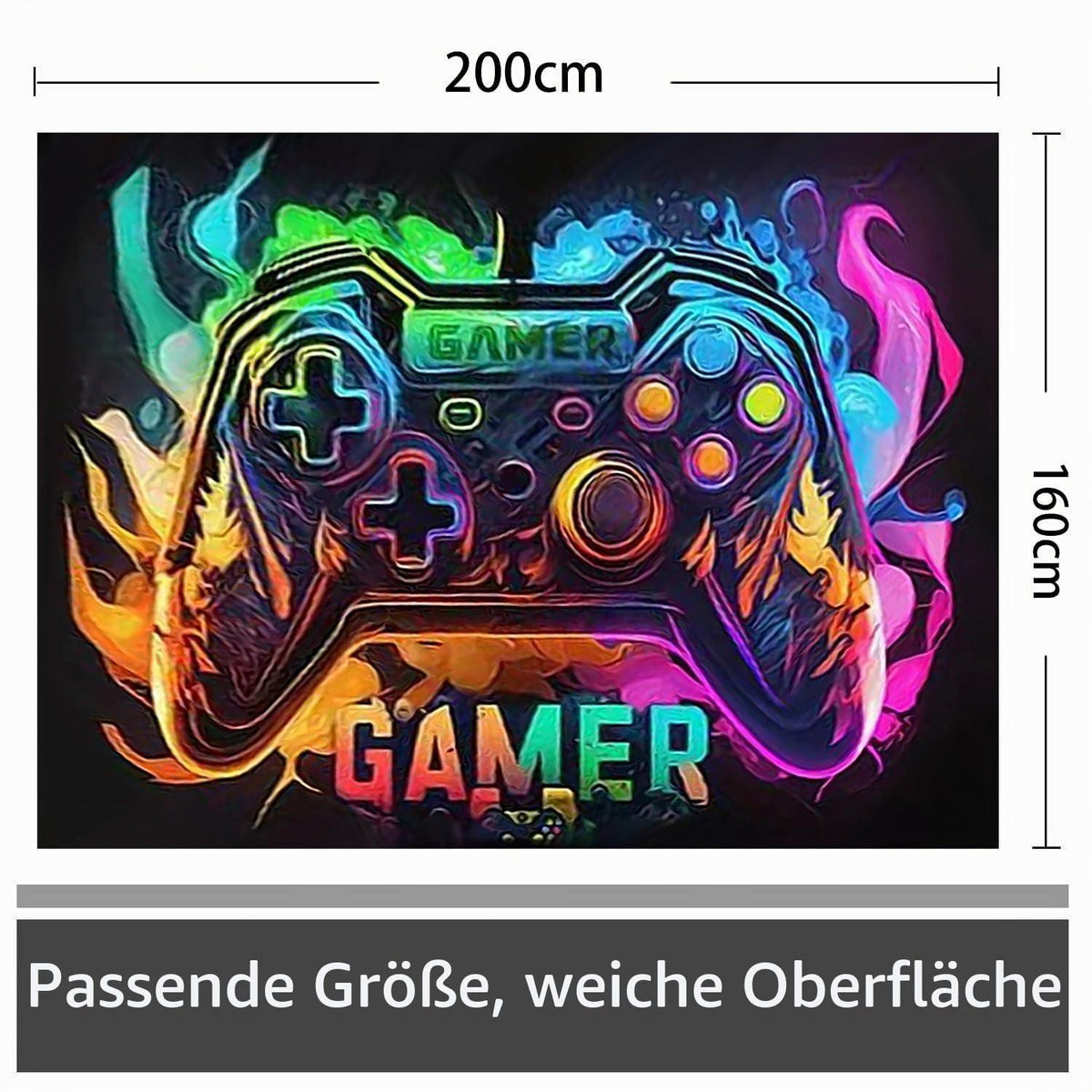 Gaming Teppich Rutschfest 160x200 cm – Dekor für Gamer Zimmer