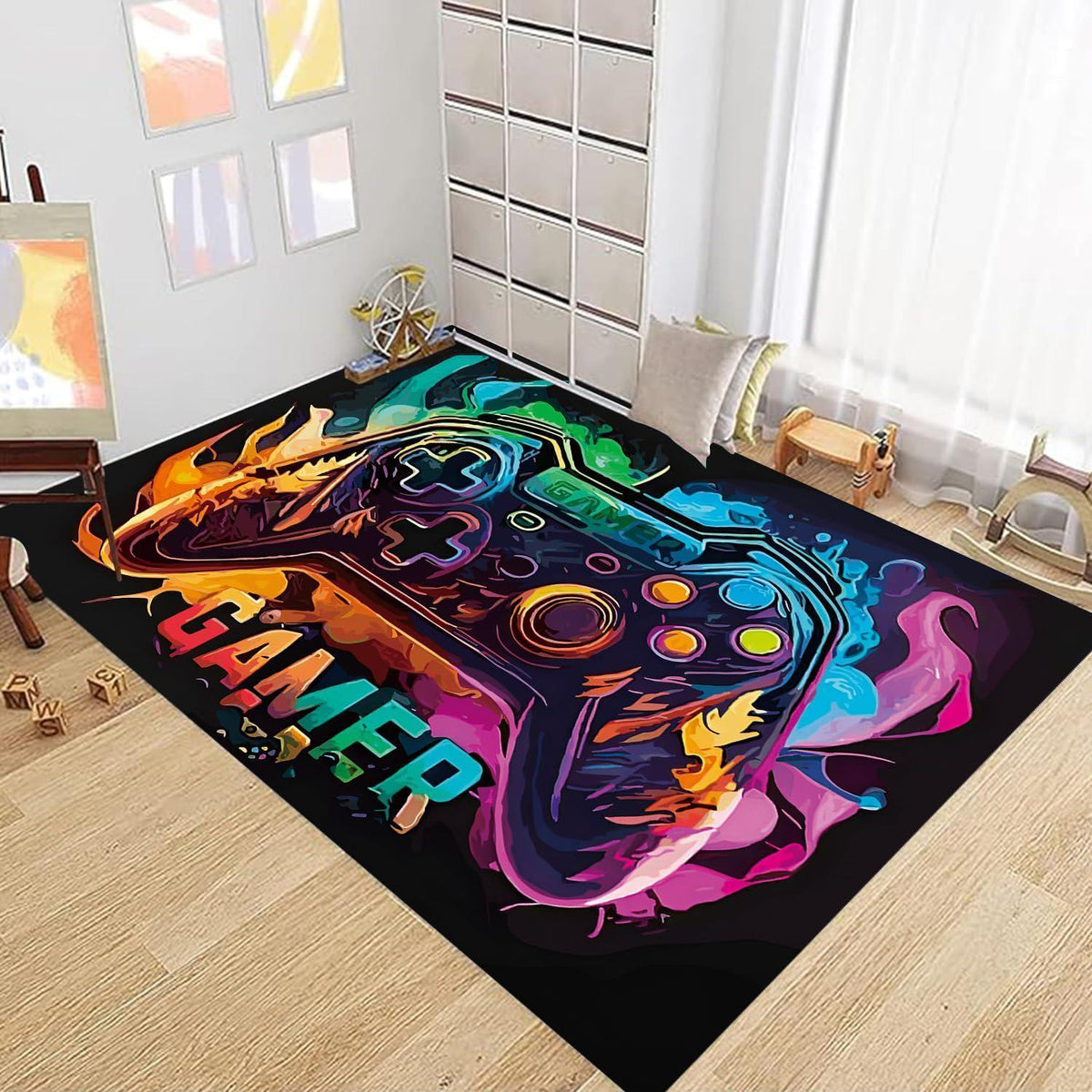 Gaming Teppich Controller Design – Rutschfest & Waschbar 120x160cm
