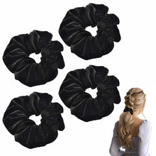 Schwarze Samt Scrunchies Haargummis 4er Pack